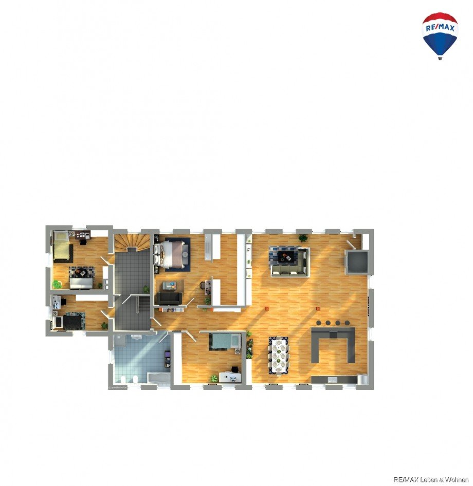 Grundriss1. OG Mehrfamilienhaus Au in der Hallertau / Abens